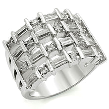 Load image into Gallery viewer, 1W024 - Rhodium Brass Ring with AAA Grade CZ  in Clear
