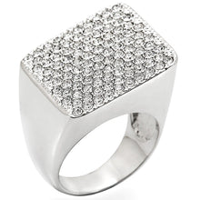 Load image into Gallery viewer, 1W035 - Rhodium Brass Ring with Top Grade Crystal  in Clear