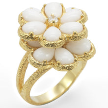 Load image into Gallery viewer, 1W045 - Gold Brass Ring with Synthetic Synthetic Glass in White