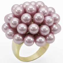 Load image into Gallery viewer, 1W051 - Gold Brass Ring with Synthetic Pearl in Light Amethyst