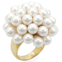 Load image into Gallery viewer, 1W052 - Gold Brass Ring with Synthetic  in White