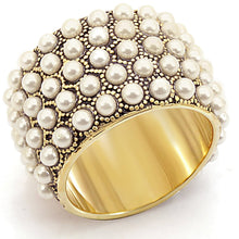 Load image into Gallery viewer, 1W057 - Gold Brass Ring with Synthetic Pearl in Citrine Yellow