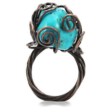 Load image into Gallery viewer, LOA597 - Antique Tone Brass Ring with Synthetic Turquoise in Turquoise