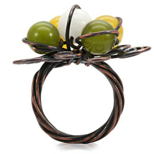 LOA598 - Antique Tone Brass Ring with Assorted  in Multi Color