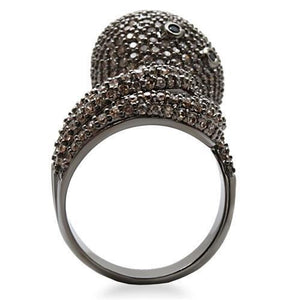 1W080 - Ruthenium Brass Ring with AAA Grade CZ  in Multi Color