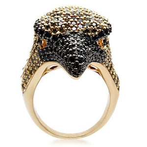 1W084 - Gold+Ruthenium Brass Ring with AAA Grade CZ  in Multi Color