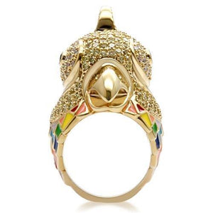 1W087 - Gold Brass Ring with AAA Grade CZ  in Multi Color