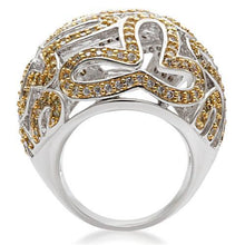Load image into Gallery viewer, 1W095 - Reverse Two-Tone Brass Ring with AAA Grade CZ  in Topaz