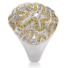 Load image into Gallery viewer, 1W095 - Reverse Two-Tone Brass Ring with AAA Grade CZ  in Topaz