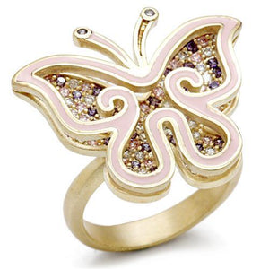 1W096 - Matte Gold Brass Ring with AAA Grade CZ  in Multi Color