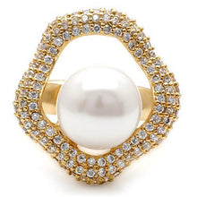 Load image into Gallery viewer, 1W103 - Gold Brass Ring with Synthetic Pearl in White