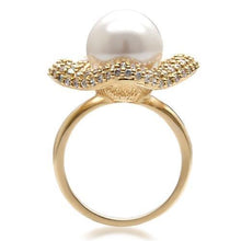 Load image into Gallery viewer, 1W103 - Gold Brass Ring with Synthetic Pearl in White