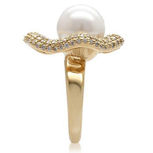 Load image into Gallery viewer, 1W103 - Gold Brass Ring with Synthetic Pearl in White