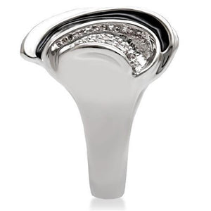 1W105 - Rhodium Brass Ring with AAA Grade CZ  in Clear