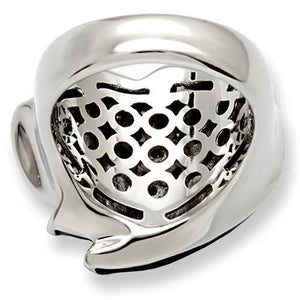 1W105 - Rhodium Brass Ring with AAA Grade CZ  in Clear