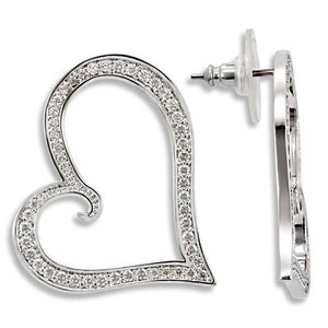 1W117 - Rhodium Brass Earrings with AAA Grade CZ  in Clear