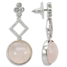 Load image into Gallery viewer, 1W121 - Rhodium Brass Earrings with Precious Stone PINK CRYSTAL in Rose