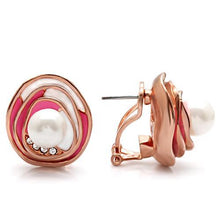 Load image into Gallery viewer, 1W123 - Rose Gold Brass Earrings with Synthetic Pearl in White