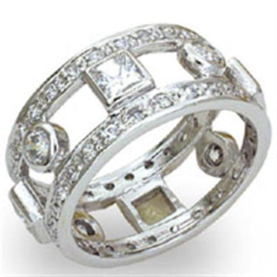 20421 - High-Polished 925 Sterling Silver Ring with AAA Grade CZ  in Clear