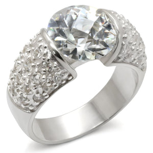 20423 - High-Polished 925 Sterling Silver Ring with AAA Grade CZ  in Clear