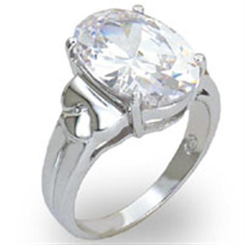 20424 - High-Polished 925 Sterling Silver Ring with AAA Grade CZ  in Clear