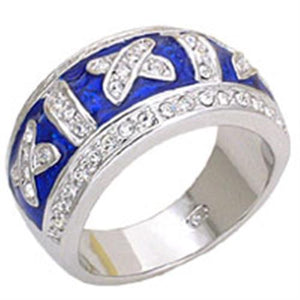20829 - Rhodium Brass Ring with Top Grade Crystal  in Clear