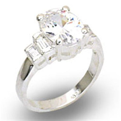 21121 - High-Polished 925 Sterling Silver Ring with AAA Grade CZ  in Clear