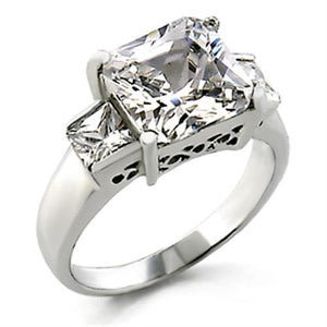 21209 - High-Polished 925 Sterling Silver Ring with AAA Grade CZ  in Clear