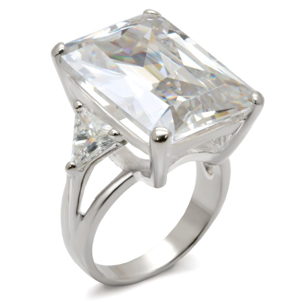 21214 - High-Polished 925 Sterling Silver Ring with AAA Grade CZ  in Clear