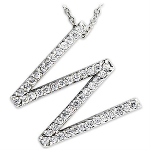 21621 - Rhodium Brass Pendant with AAA Grade CZ  in Clear