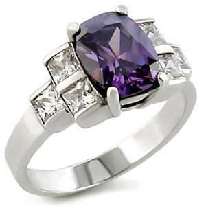 22521 - High-Polished 925 Sterling Silver Ring with AAA Grade CZ  in Amethyst