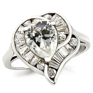 23529 - High-Polished 925 Sterling Silver Ring with AAA Grade CZ  in Clear
