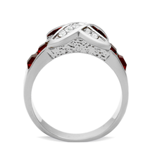 Load image into Gallery viewer, TK1388N - High polished (no plating) Stainless Steel Ring with Top Grade Crystal in Siam