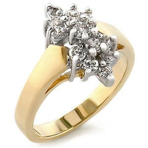 2W022 - Gold+Rhodium Brass Ring with AAA Grade CZ  in Clear