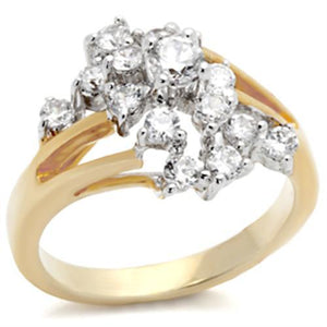 2W023 Gold+Rhodium Brass Ring with AAA Grade CZ in Clear