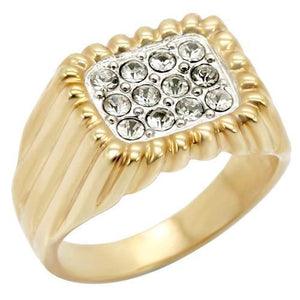 2W039 - Gold+Rhodium Brass Ring with Top Grade Crystal  in Clear