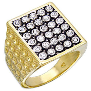 2W079 - Gold+Rhodium Brass Ring with Top Grade Crystal  in Clear