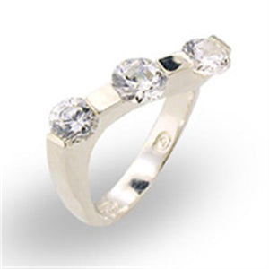 30123 - High-Polished 925 Sterling Silver Ring with AAA Grade CZ  in Clear