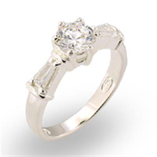30125 - High-Polished 925 Sterling Silver Ring with AAA Grade CZ in Cl ...