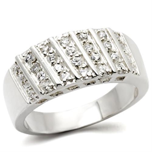 30214 - High-Polished 925 Sterling Silver Ring with AAA Grade CZ  in Clear