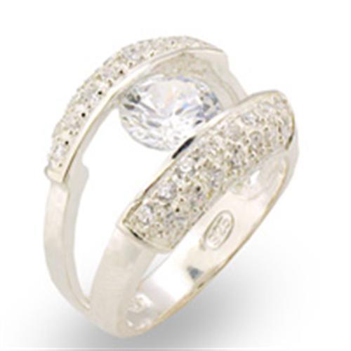30313 - High-Polished 925 Sterling Silver Ring with AAA Grade CZ  in Clear