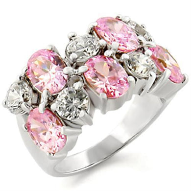 30817 - High-Polished 925 Sterling Silver Ring with AAA Grade CZ  in Rose