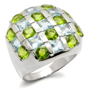 30825 - High-Polished 925 Sterling Silver Ring with AAA Grade CZ  in Multi Color