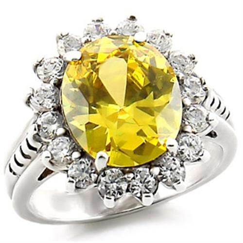 31218 - High-Polished 925 Sterling Silver Ring with AAA Grade CZ  in Citrine