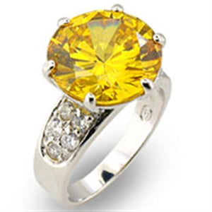 31219 - High-Polished 925 Sterling Silver Ring with AAA Grade CZ  in Citrine