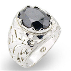 31408 - High-Polished 925 Sterling Silver Ring with AAA Grade CZ  in Jet