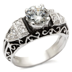 31427 - High-Polished 925 Sterling Silver Ring with AAA Grade CZ  in Clear