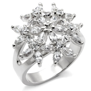 31820 - High-Polished 925 Sterling Silver Ring with AAA Grade CZ  in Clear