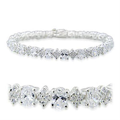 31916 - High-Polished 925 Sterling Silver Bracelet with AAA Grade CZ  in Clear