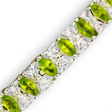 31921 - High-Polished 925 Sterling Silver Bracelet with Synthetic Spinel in Peridot